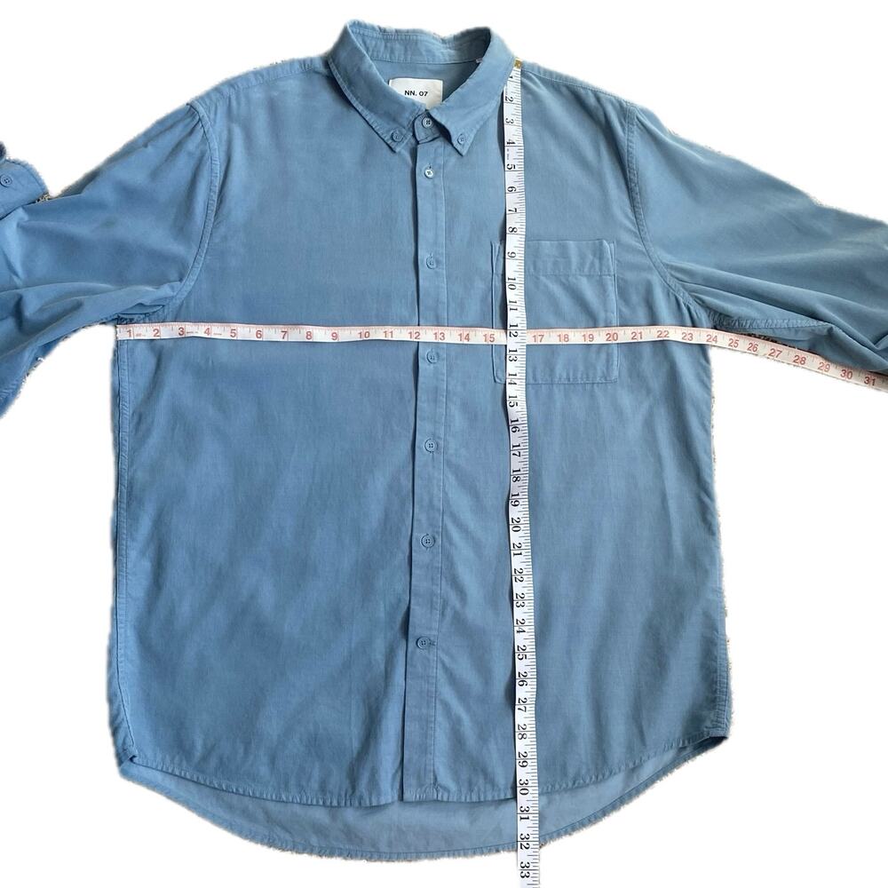 NN07 No Nationality Arne Soft Corduroy Button Up Long Sleeve Shirt XXL Pale Blue - Picture 10 of 11
